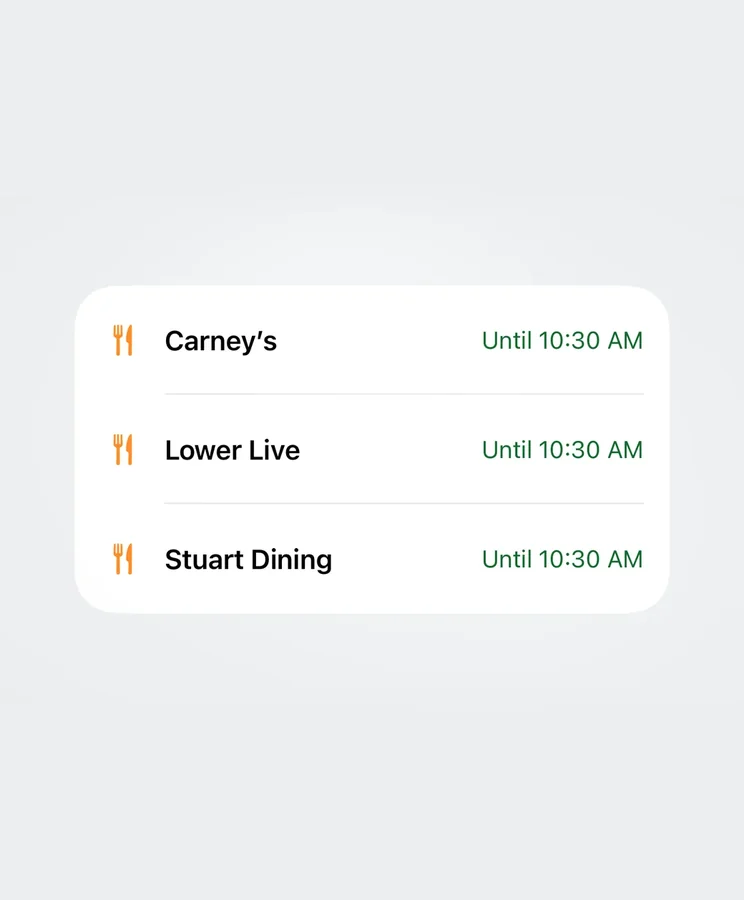 Dining rows for Carney’s, Lower Live and Stuart Dining