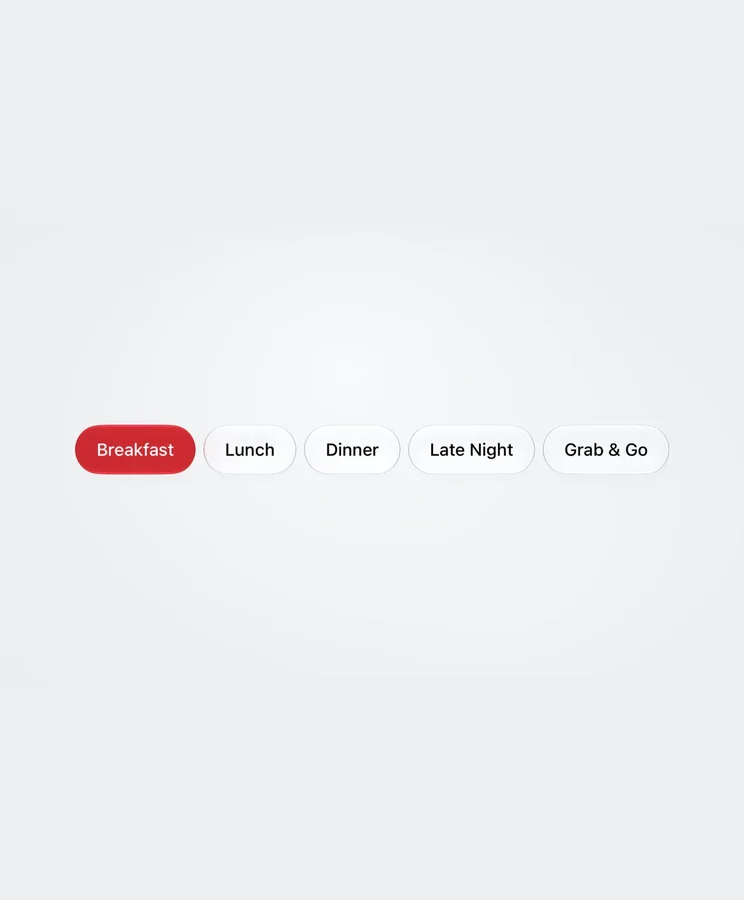Breakfast selected in the meal picker