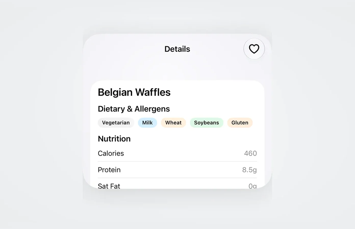 Dish details with dietary information