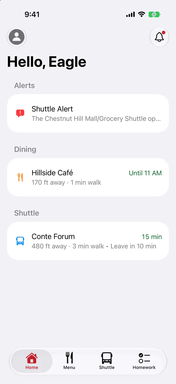 Eagle One’s home screen